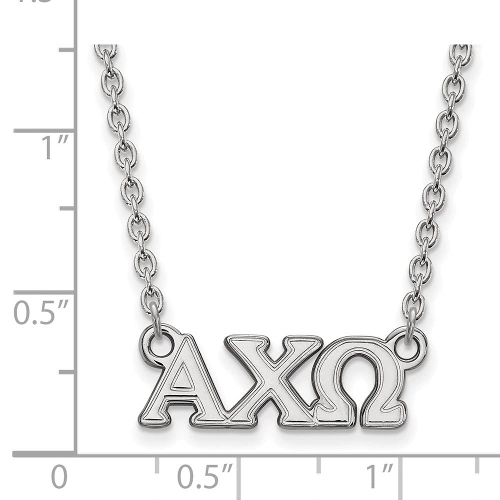 Alternate view of the Sterling Silver Alpha Chi Omega Small Greek Letters Necklace by The Black Bow Jewelry Co.