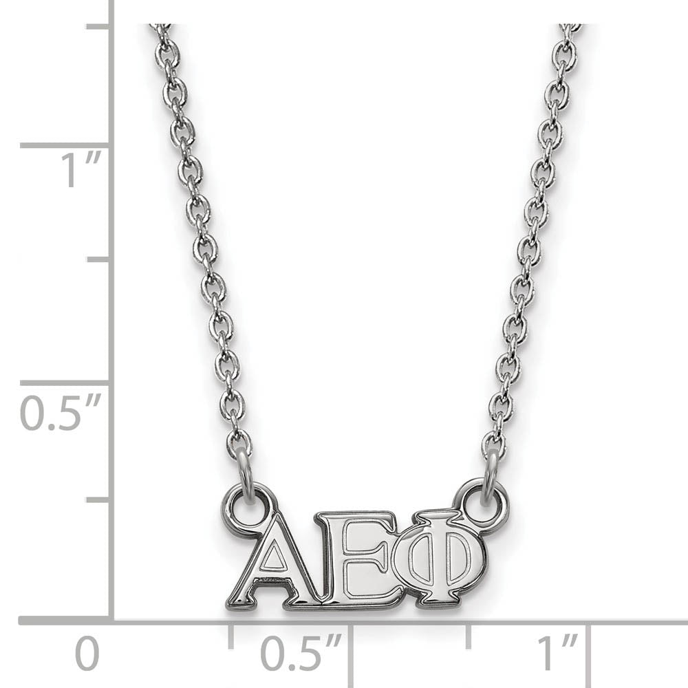 Alternate view of the Sterling Silver Alpha Epsilon Phi XS (Tiny) Greek Letters Necklace by The Black Bow Jewelry Co.