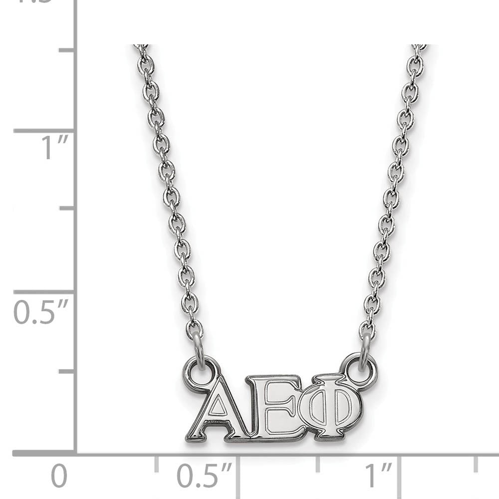 Alternate view of the Sterling Silver Alpha Epsilon Phi XS (Tiny) Greek Letters Necklace by The Black Bow Jewelry Co.