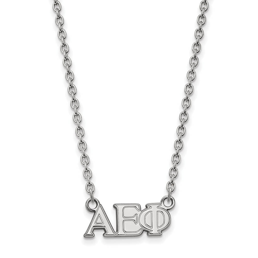 Sterling Silver Alpha Epsilon Phi Medium Necklace, Item N15121 by The Black Bow Jewelry Co.