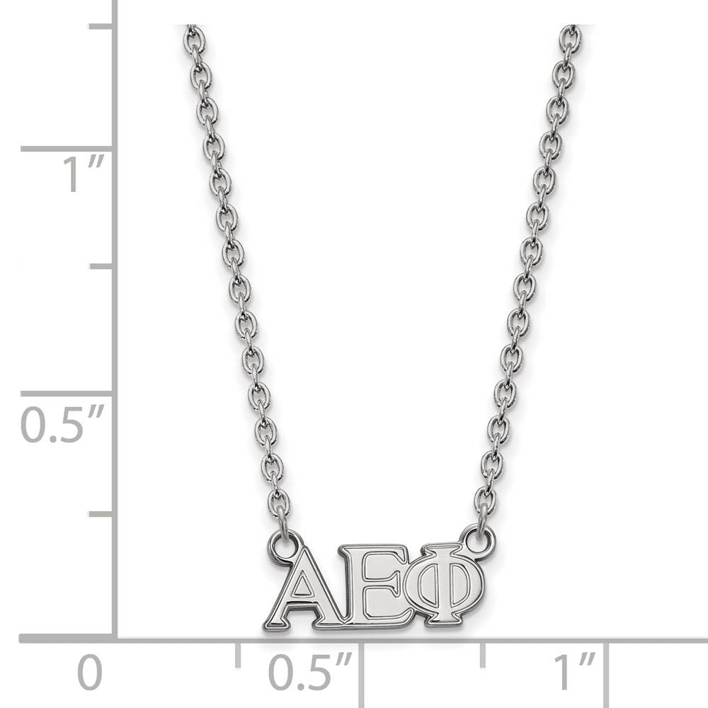 Alternate view of the Sterling Silver Alpha Epsilon Phi Medium Necklace by The Black Bow Jewelry Co.