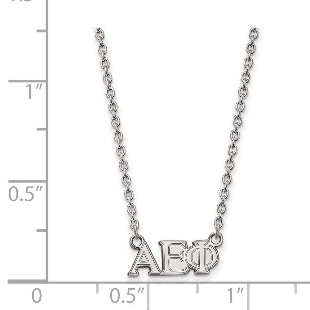 Alternate view of the Sterling Silver Alpha Epsilon Phi Medium Necklace by The Black Bow Jewelry Co.