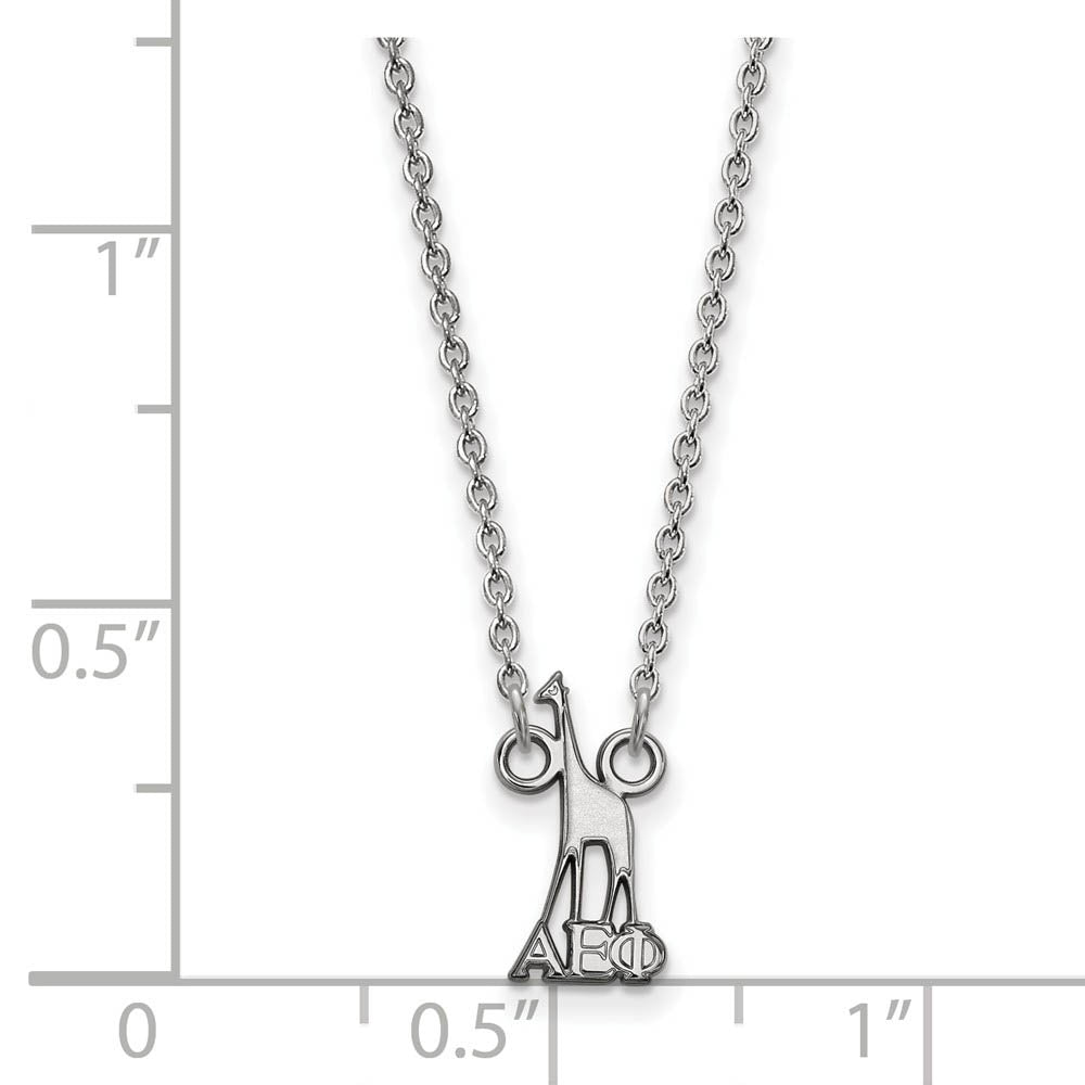Alternate view of the Sterling Silver Alpha Epsilon Phi XS (Tiny) Necklace by The Black Bow Jewelry Co.
