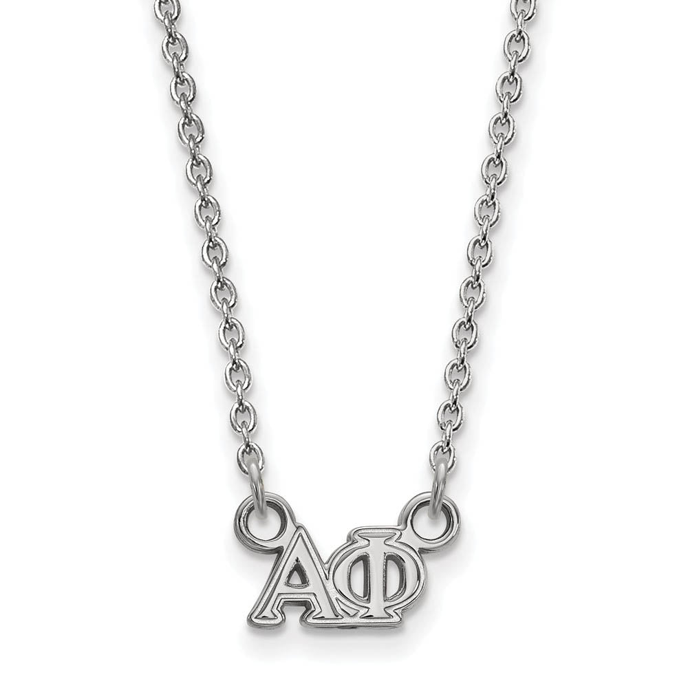 Sterling Silver Alpha Phi XS (Tiny) Greek Letters Necklace, Item N15129 by The Black Bow Jewelry Co.