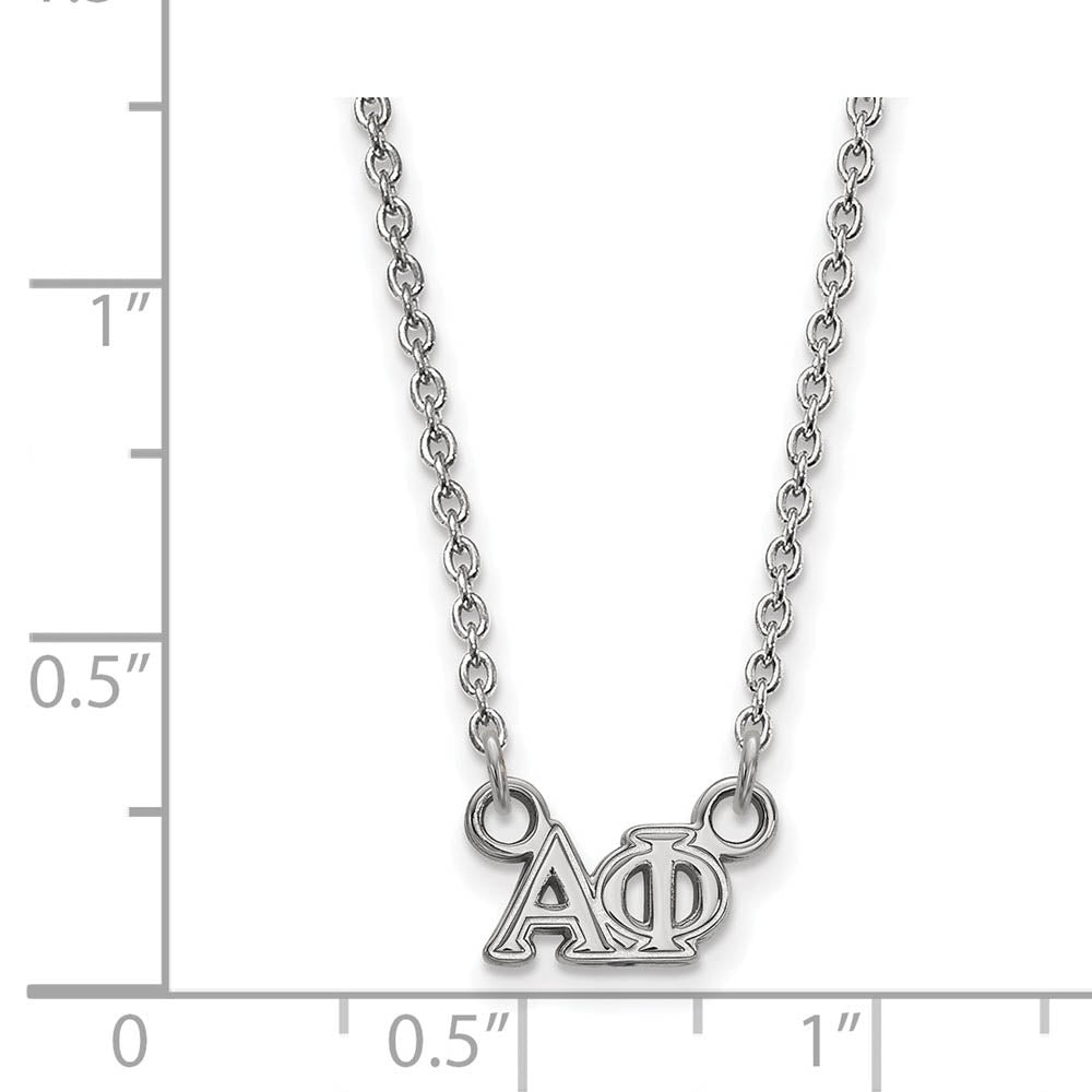 Alternate view of the Sterling Silver Alpha Phi XS (Tiny) Greek Letters Necklace by The Black Bow Jewelry Co.