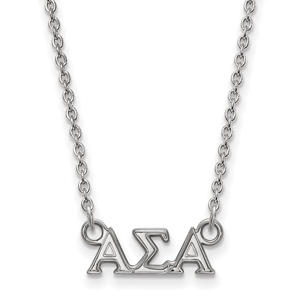 Sterling Silver Alpha Sigma Alpha XS (Tiny) Greek Letters Necklace, Item N15132 by The Black Bow Jewelry Co.