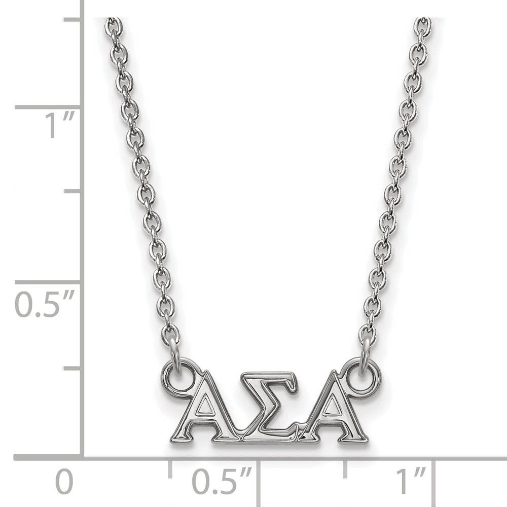 Alternate view of the Sterling Silver Alpha Sigma Alpha XS (Tiny) Greek Letters Necklace by The Black Bow Jewelry Co.