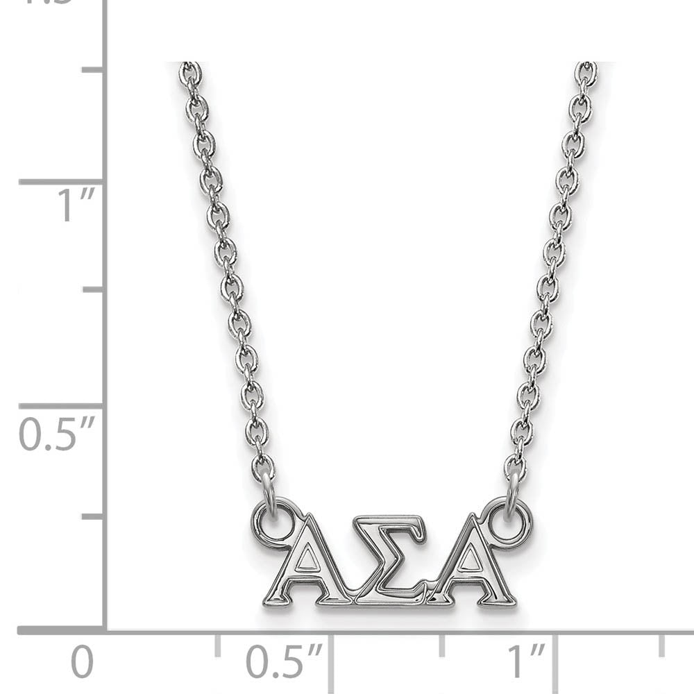 Alternate view of the Sterling Silver Alpha Sigma Alpha XS (Tiny) Greek Letters Necklace by The Black Bow Jewelry Co.