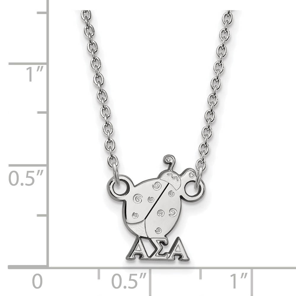 Alternate view of the Sterling Silver Alpha Sigma Alpha XS (Tiny) Necklace by The Black Bow Jewelry Co.