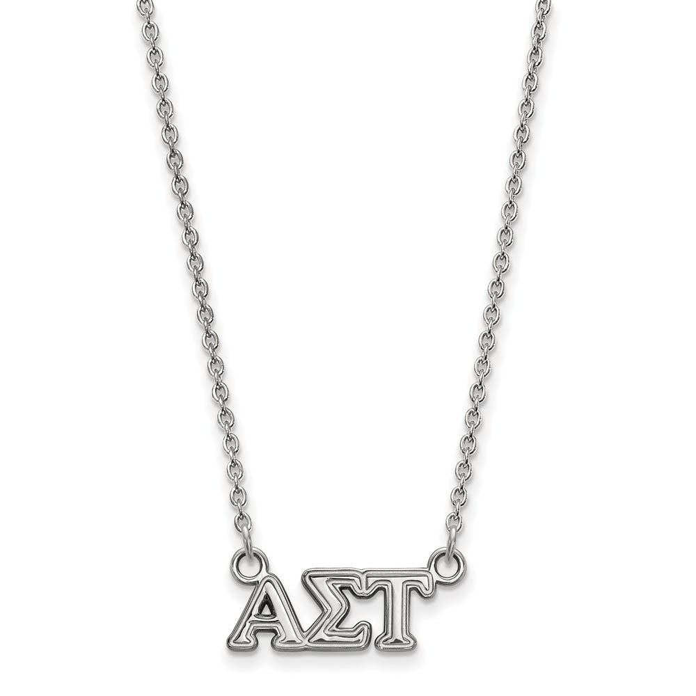 Sterling Silver Alpha Sigma Tau XS (Tiny) Greek Letters Necklace, Item N15135 by The Black Bow Jewelry Co.