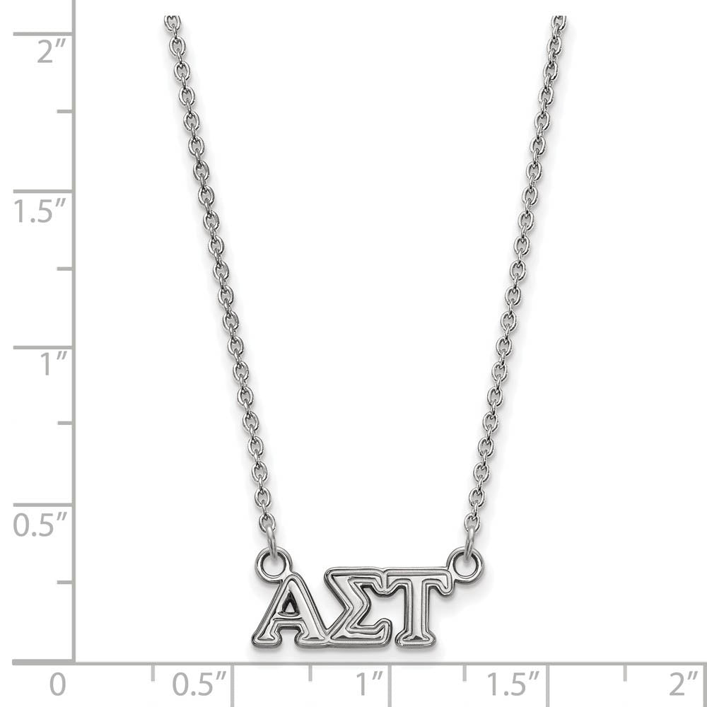 Alternate view of the Sterling Silver Alpha Sigma Tau XS (Tiny) Greek Letters Necklace by The Black Bow Jewelry Co.