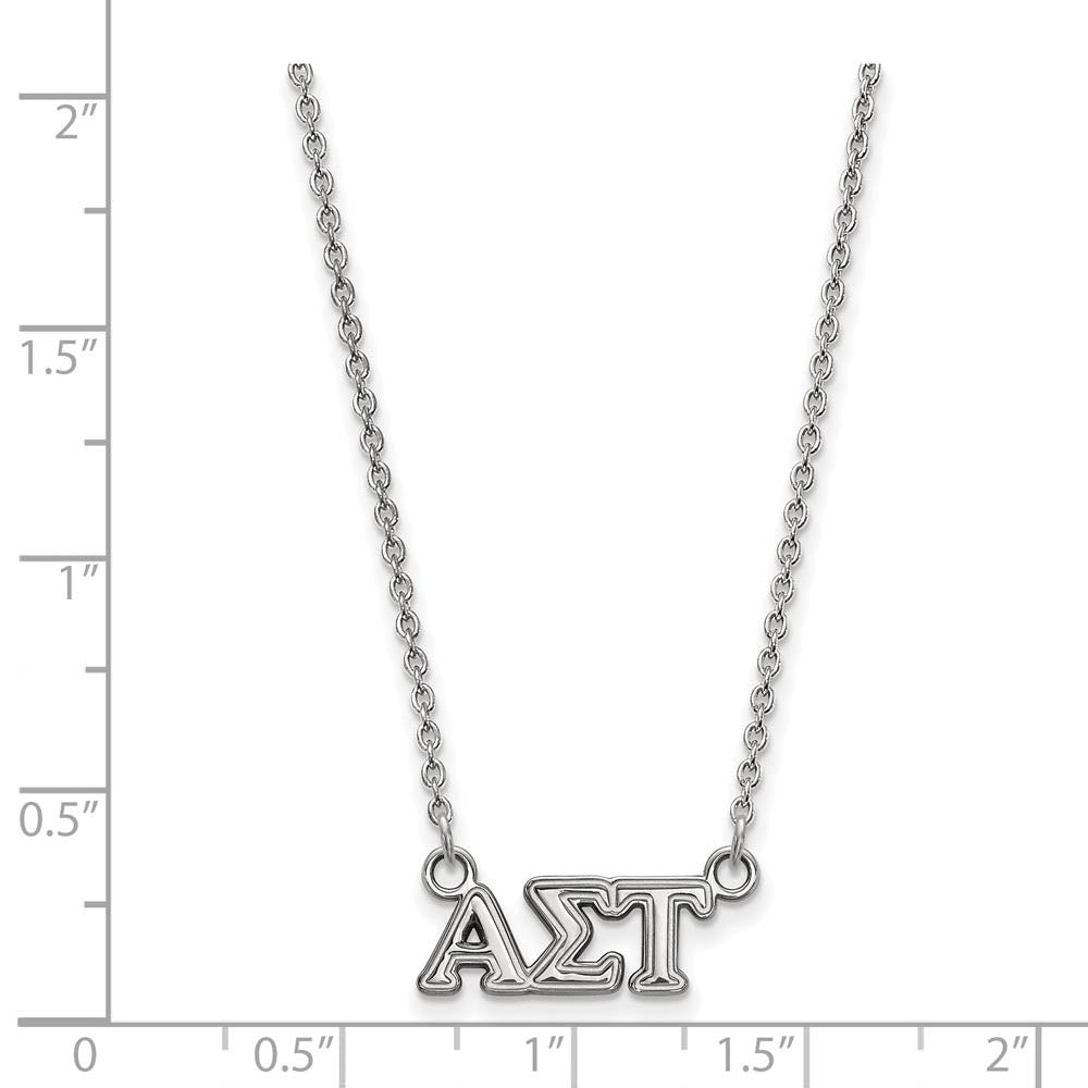Alternate view of the Sterling Silver Alpha Sigma Tau XS (Tiny) Greek Letters Necklace by The Black Bow Jewelry Co.