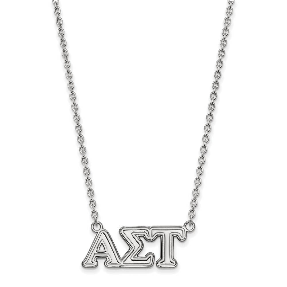 Sterling Silver Alpha Sigma Tau Medium Necklace, Item N15136 by The Black Bow Jewelry Co.