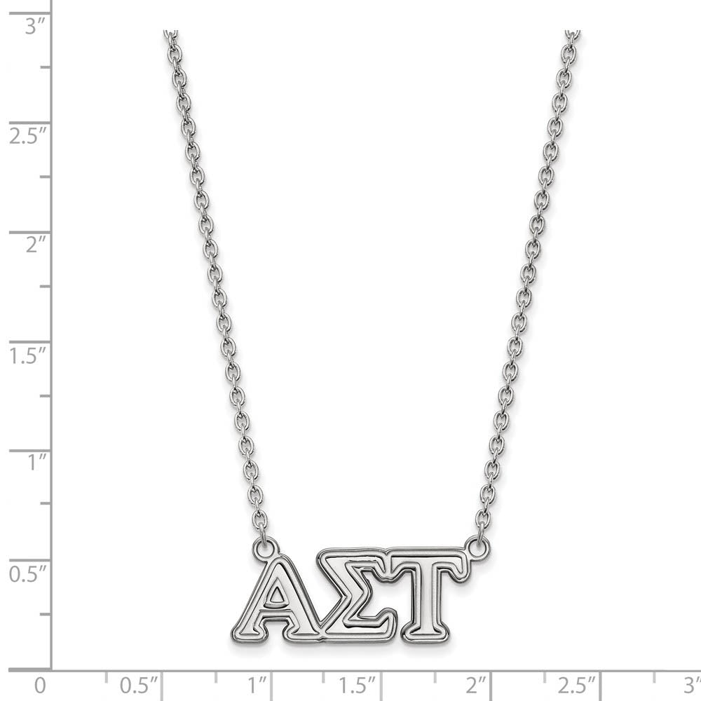 Alternate view of the Sterling Silver Alpha Sigma Tau Medium Necklace by The Black Bow Jewelry Co.