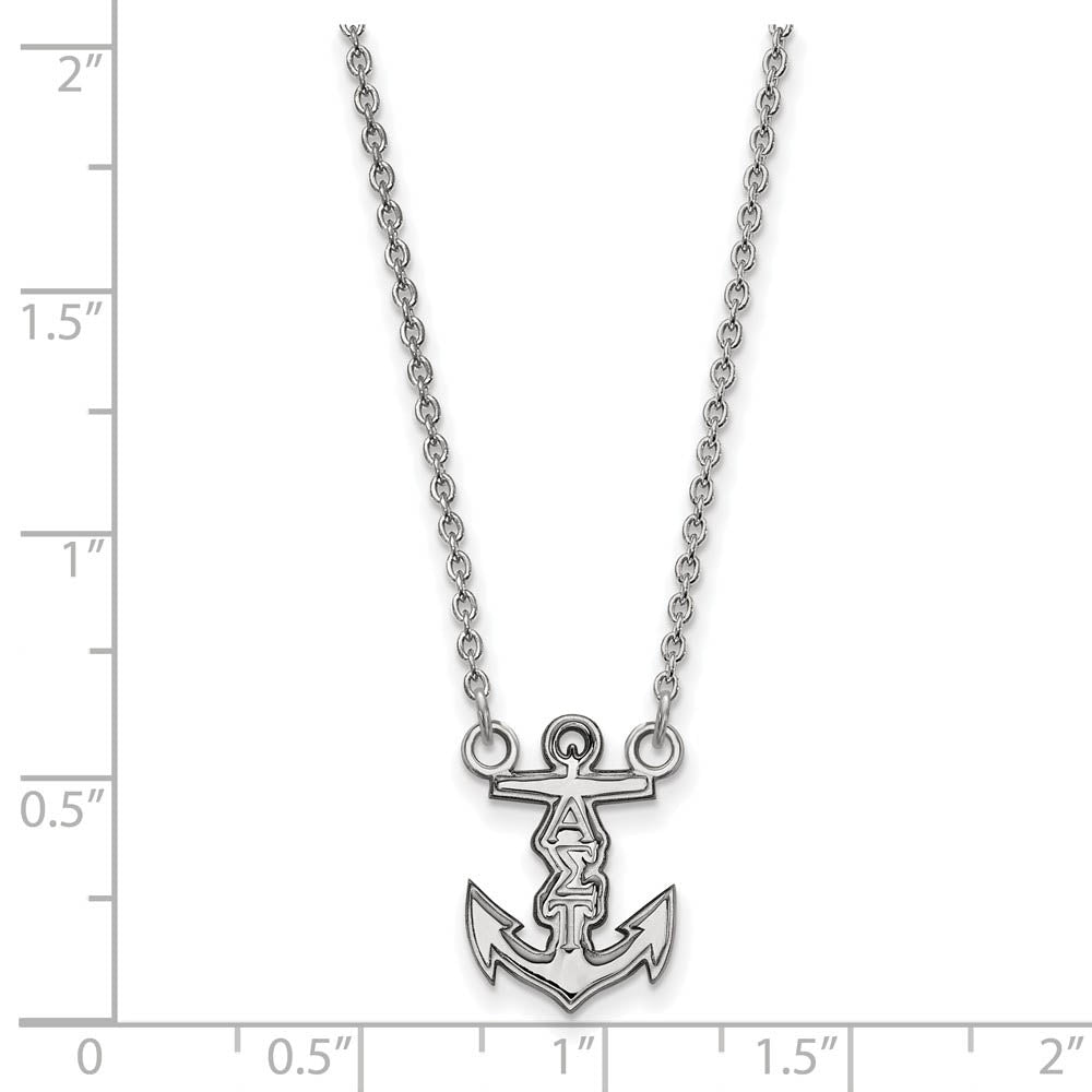 Alternate view of the Sterling Silver Alpha Sigma Tau XS (Tiny) Necklace by The Black Bow Jewelry Co.