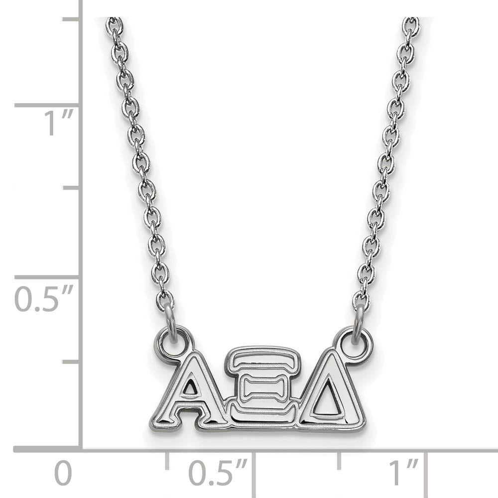 Alternate view of the Sterling Silver Alpha Xi Delta XS (Tiny) Greek Letters Necklace by The Black Bow Jewelry Co.