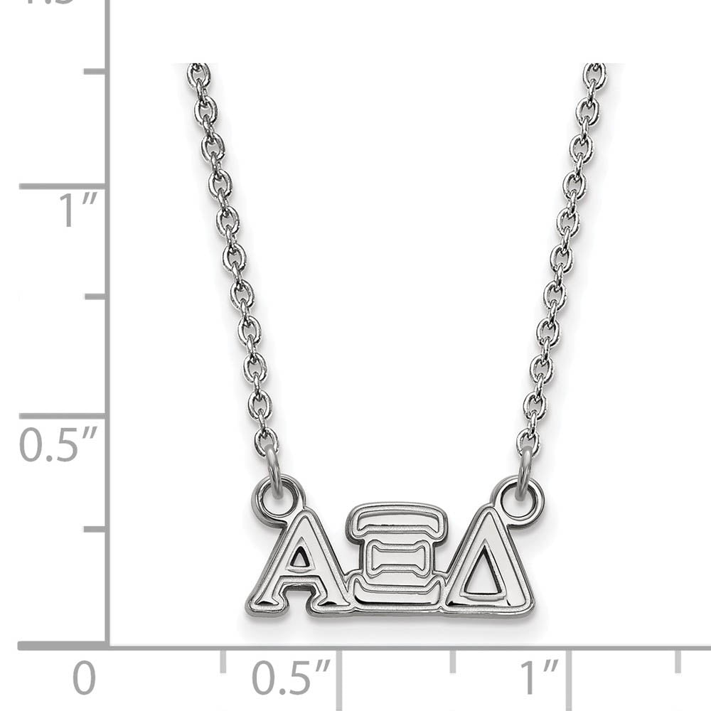 Alternate view of the Sterling Silver Alpha Xi Delta XS (Tiny) Greek Letters Necklace by The Black Bow Jewelry Co.