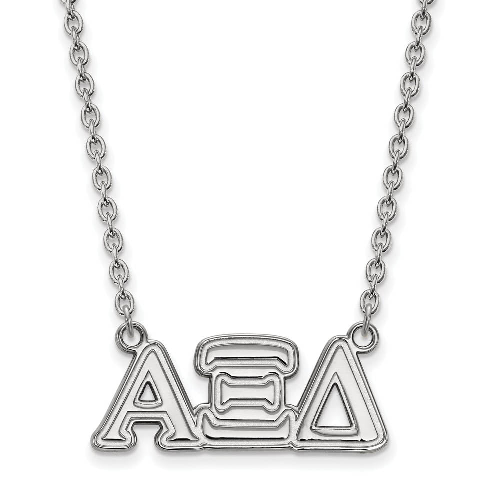 Sterling Silver Alpha Xi Delta Medium Necklace, Item N15139 by The Black Bow Jewelry Co.