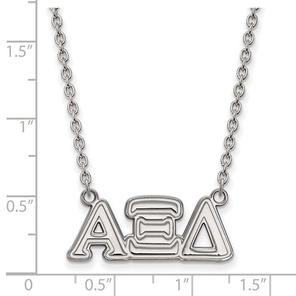 Alternate view of the Sterling Silver Alpha Xi Delta Medium Necklace by The Black Bow Jewelry Co.