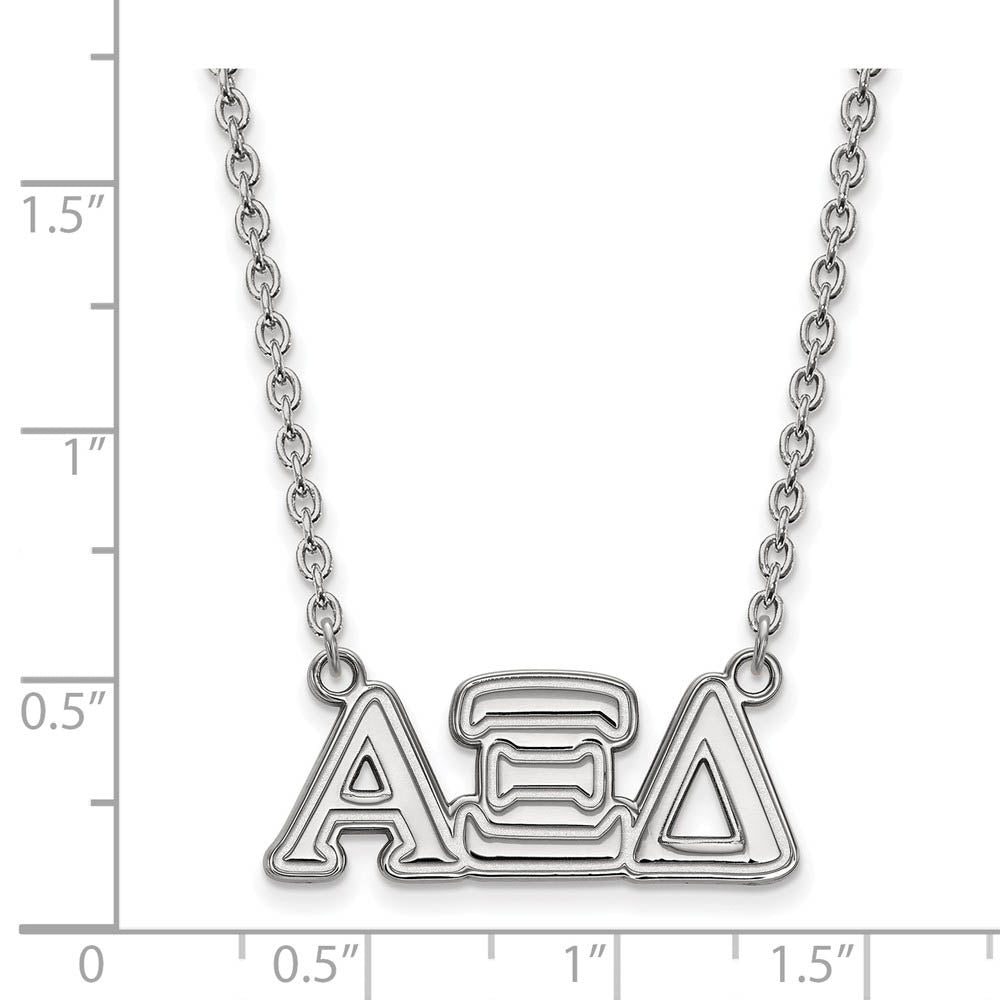 Alternate view of the Sterling Silver Alpha Xi Delta Medium Necklace by The Black Bow Jewelry Co.