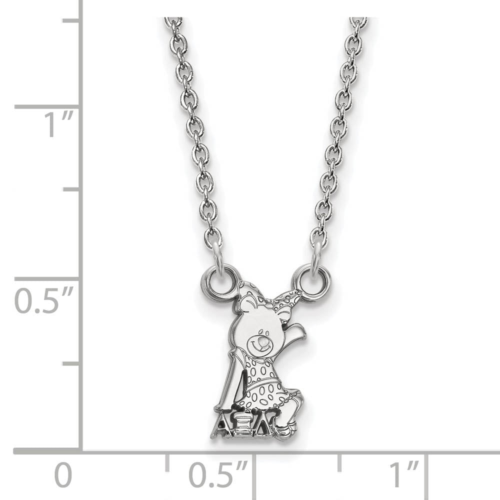 Alternate view of the Sterling Silver Alpha Xi Delta XS (Tiny) Necklace by The Black Bow Jewelry Co.