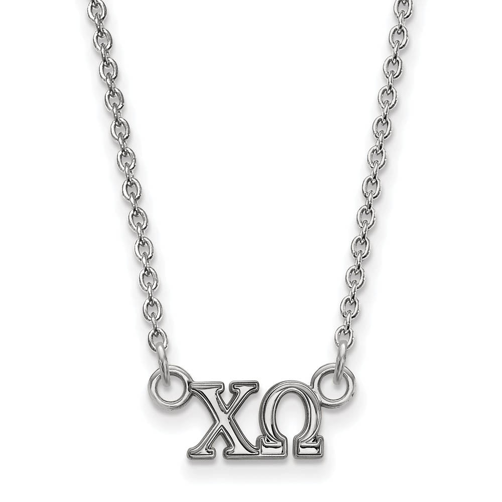 Sterling Silver Chi Omega XS (Tiny) Greek Letters Necklace, Item N15141 by The Black Bow Jewelry Co.