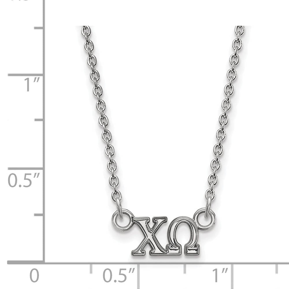 Alternate view of the Sterling Silver Chi Omega XS (Tiny) Greek Letters Necklace by The Black Bow Jewelry Co.