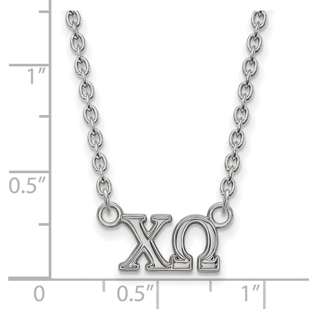 Alternate view of the Sterling Silver Chi Omega Medium Necklace by The Black Bow Jewelry Co.