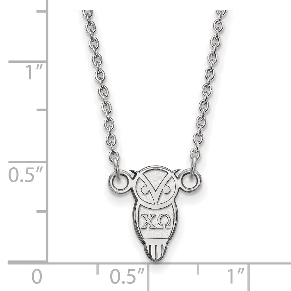 Alternate view of the Sterling Silver Chi Omega XS (Tiny) Necklace by The Black Bow Jewelry Co.