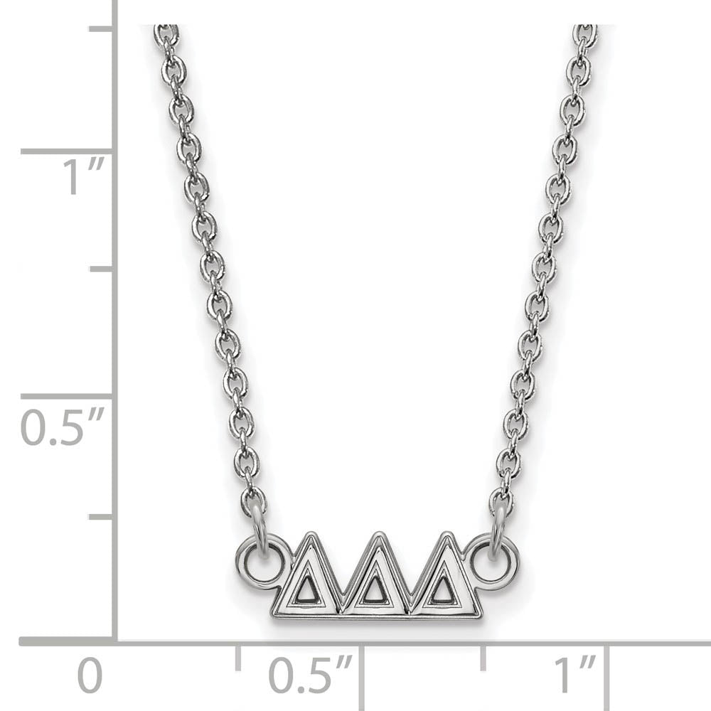 Alternate view of the Sterling Silver Delta Delta Delta XS (Tiny) Greek Letters Necklace by The Black Bow Jewelry Co.
