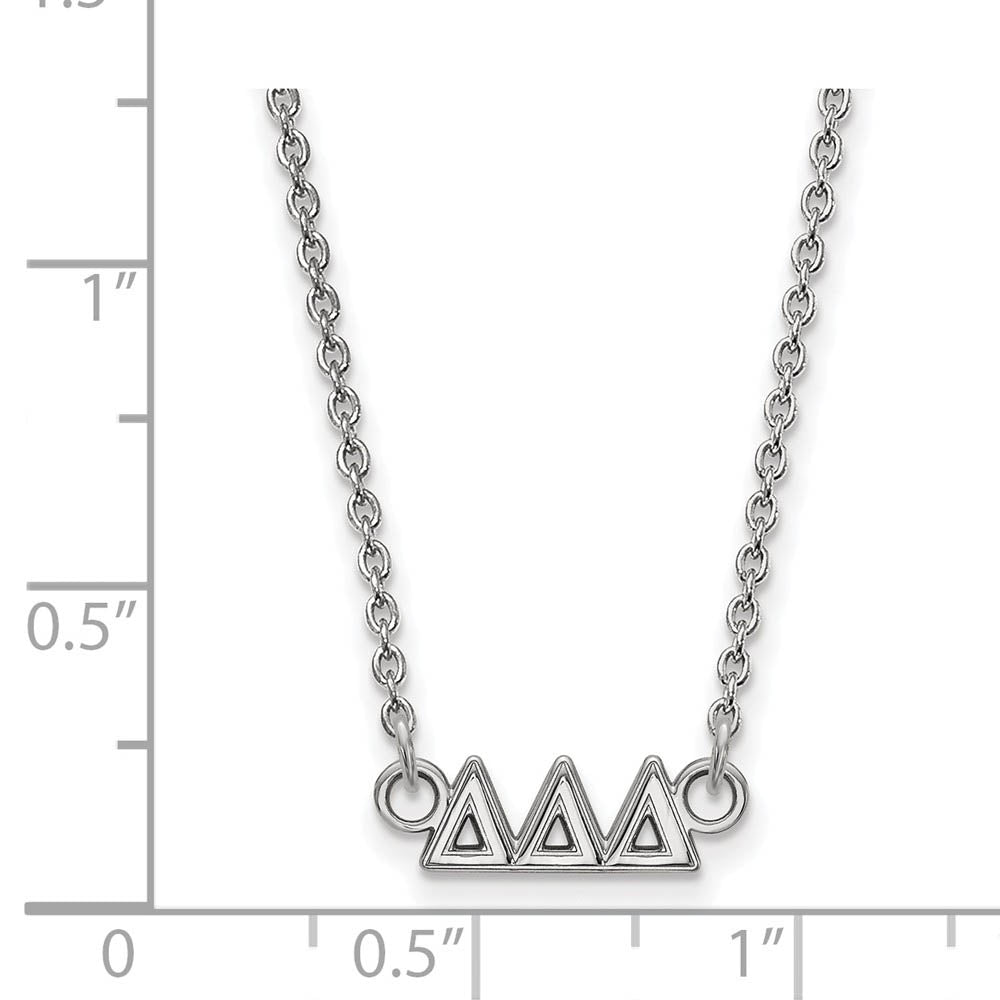 Alternate view of the Sterling Silver Delta Delta Delta XS (Tiny) Greek Letters Necklace by The Black Bow Jewelry Co.