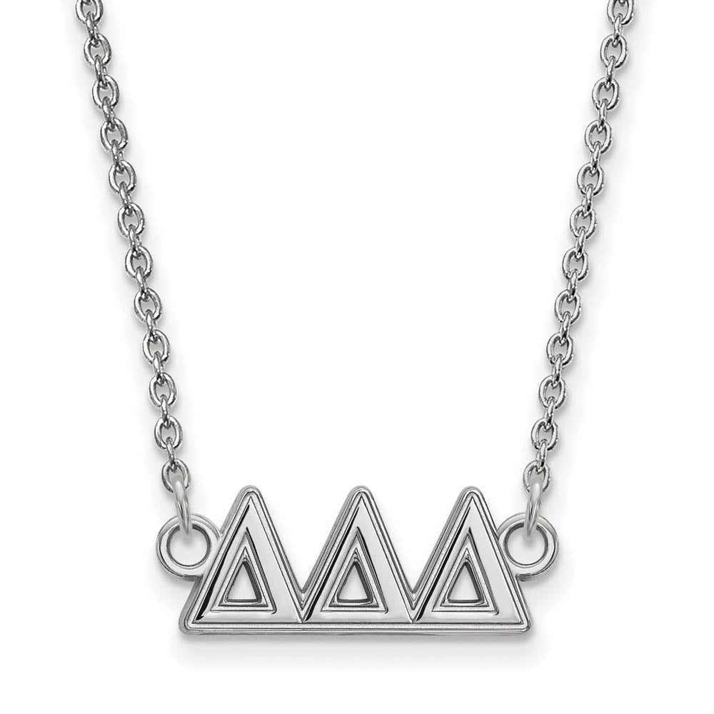 Sterling Silver Delta Delta Delta Medium Necklace, Item N15145 by The Black Bow Jewelry Co.