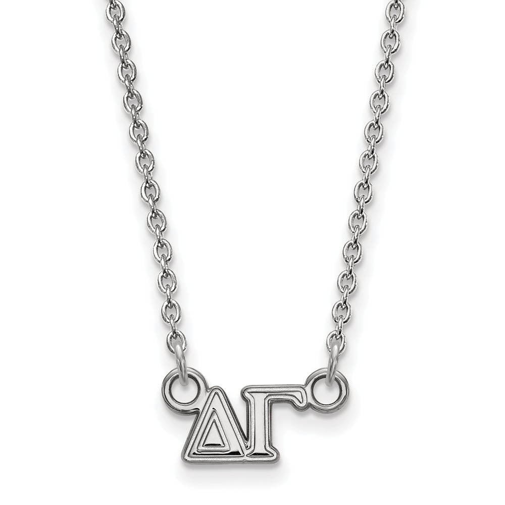 Sterling Silver Delta Gamma XS (Tiny) Greek Letters Necklace, Item N15147 by The Black Bow Jewelry Co.
