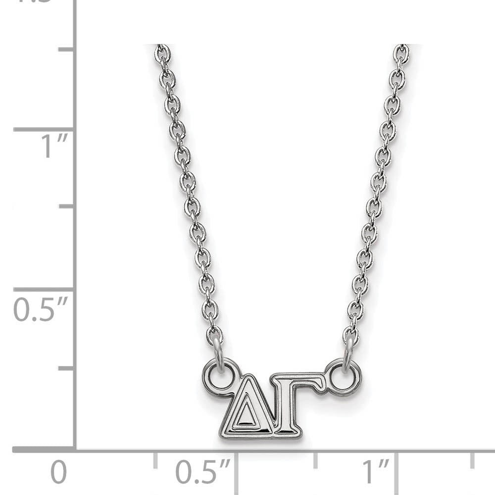Alternate view of the Sterling Silver Delta Gamma XS (Tiny) Greek Letters Necklace by The Black Bow Jewelry Co.