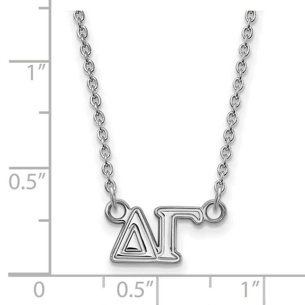 Alternate view of the Sterling Silver Delta Gamma Medium Necklace by The Black Bow Jewelry Co.