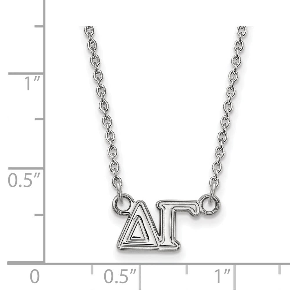 Alternate view of the Sterling Silver Delta Gamma Medium Necklace by The Black Bow Jewelry Co.