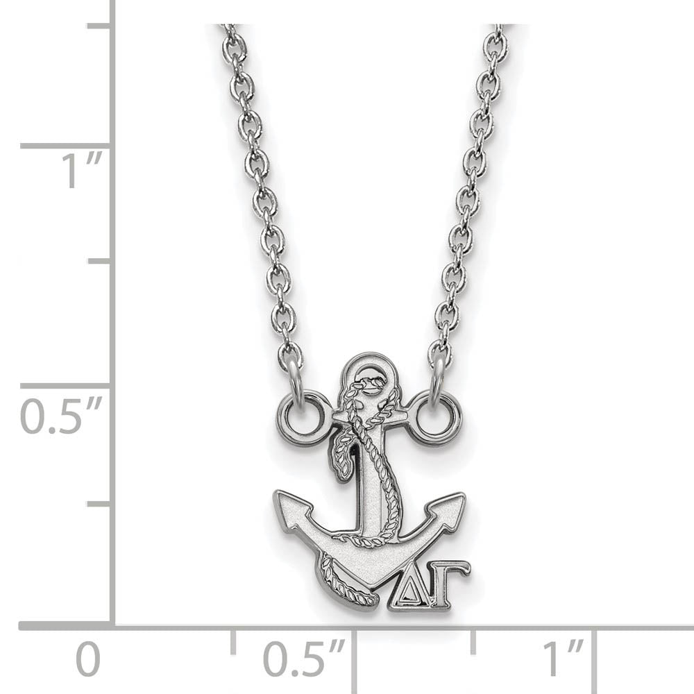 Alternate view of the Sterling Silver Delta Gamma XS (Tiny) Necklace by The Black Bow Jewelry Co.