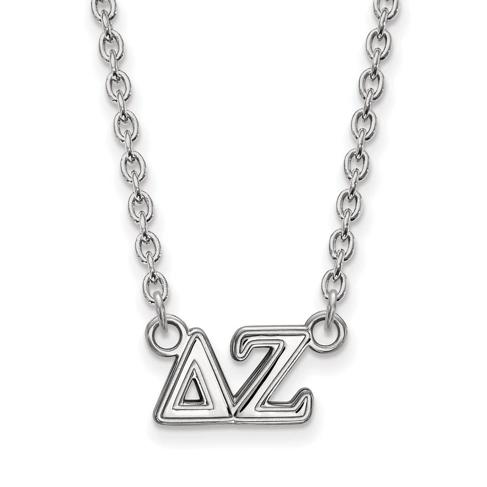 Sterling Silver Delta Zeta Medium Necklace, Item N15153 by The Black Bow Jewelry Co.