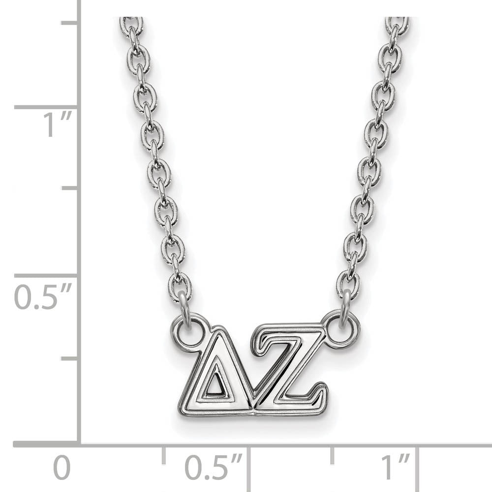 Alternate view of the Sterling Silver Delta Zeta Medium Necklace by The Black Bow Jewelry Co.