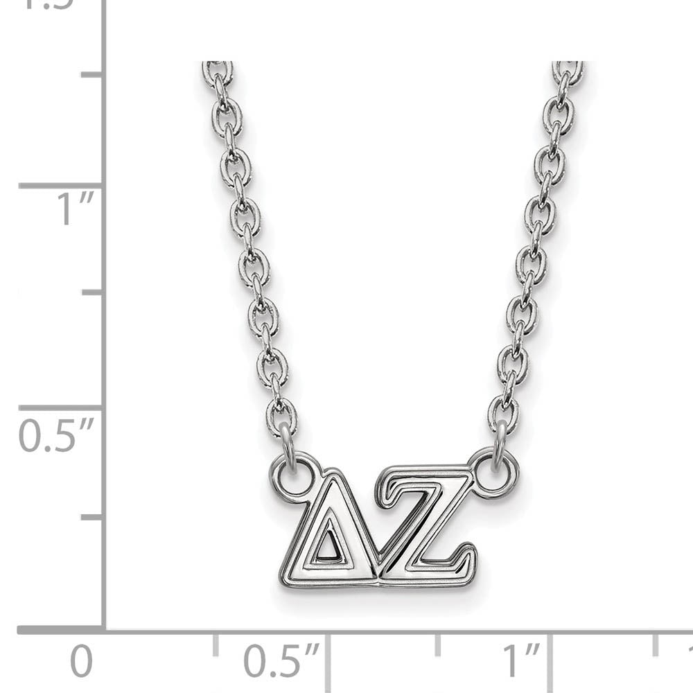 Alternate view of the Sterling Silver Delta Zeta Medium Necklace by The Black Bow Jewelry Co.