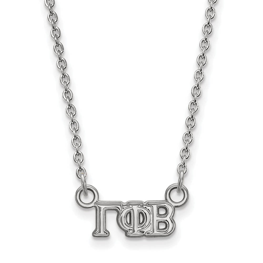 Sterling Silver Gamma Phi Beta XS (Tiny) Greek Letters Necklace, Item N15155 by The Black Bow Jewelry Co.
