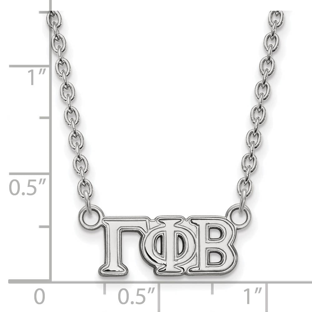 Alternate view of the Sterling Silver Gamma Phi Beta Small Necklace by The Black Bow Jewelry Co.