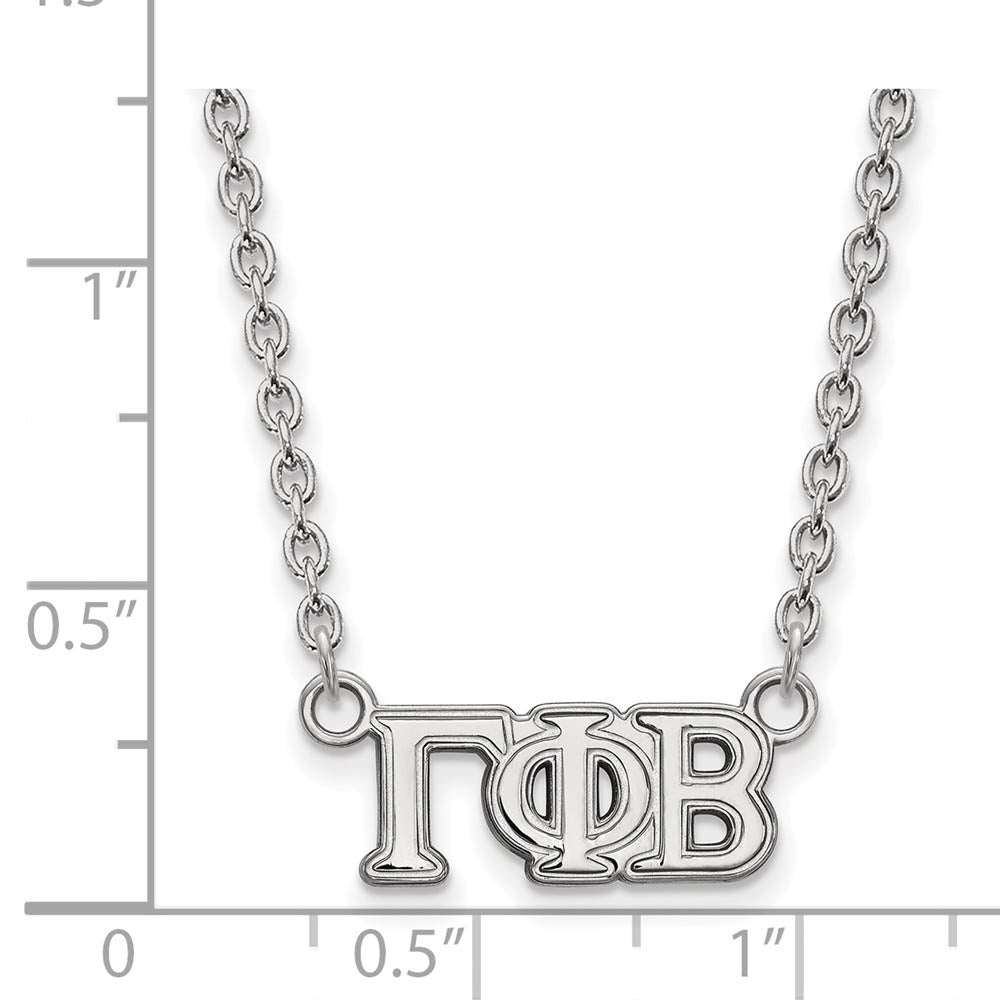 Alternate view of the Sterling Silver Gamma Phi Beta Small Necklace by The Black Bow Jewelry Co.