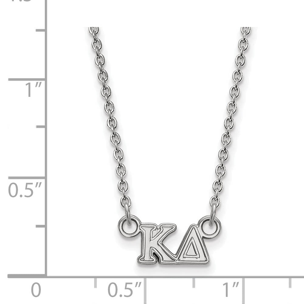 Alternate view of the Sterling Silver Kappa Delta XS (Tiny) Greek Letters Necklace by The Black Bow Jewelry Co.