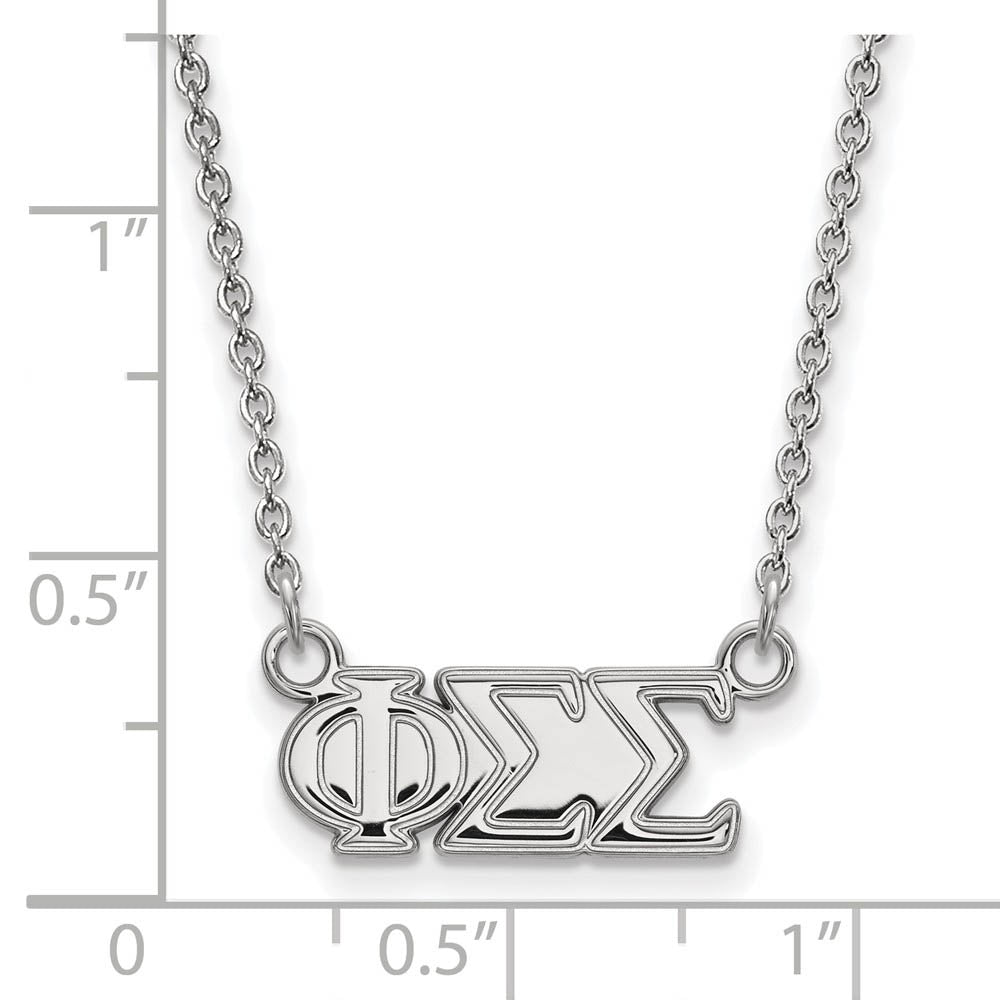Alternate view of the Sterling Silver Phi Sigma Sigma Medium Necklace by The Black Bow Jewelry Co.
