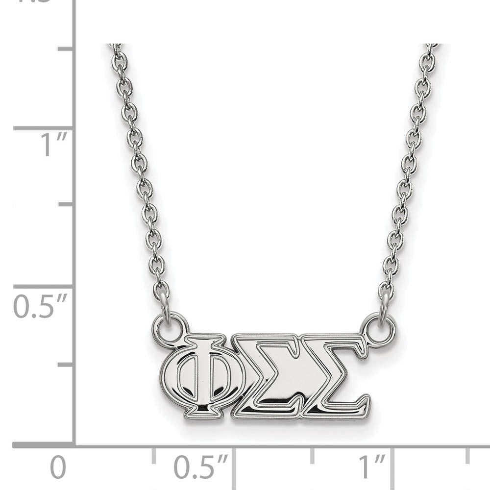 Alternate view of the Sterling Silver Phi Sigma Sigma Medium Necklace by The Black Bow Jewelry Co.