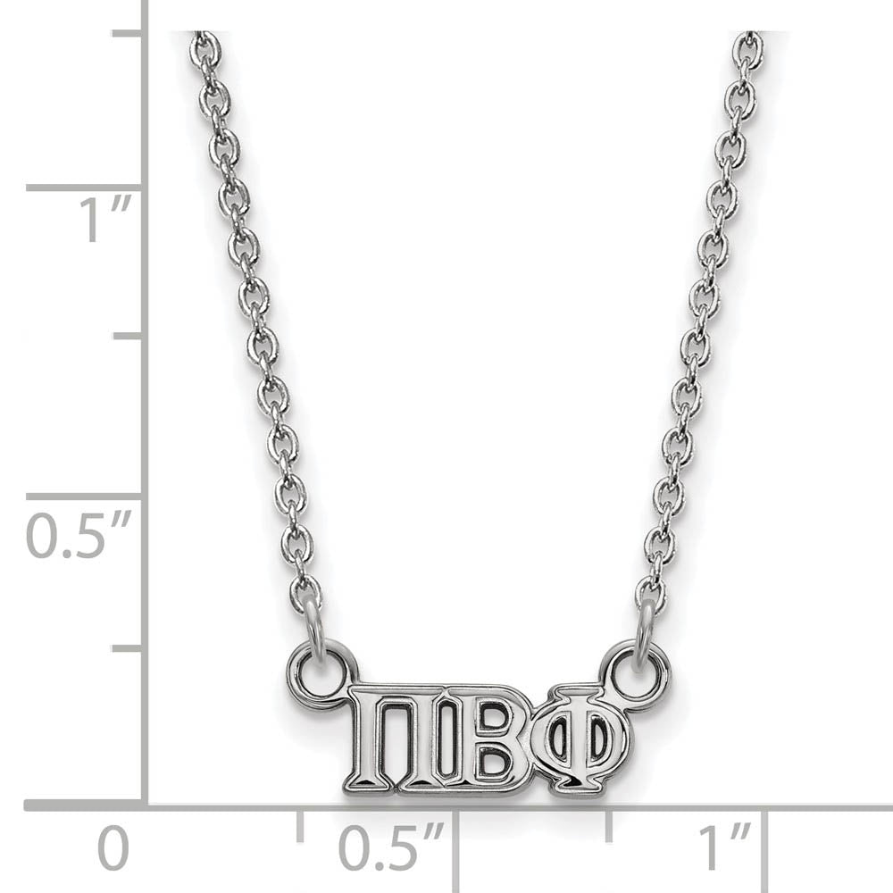 Alternate view of the Sterling Silver Pi Beta Phi XS (Tiny) Greek Letters Necklace by The Black Bow Jewelry Co.