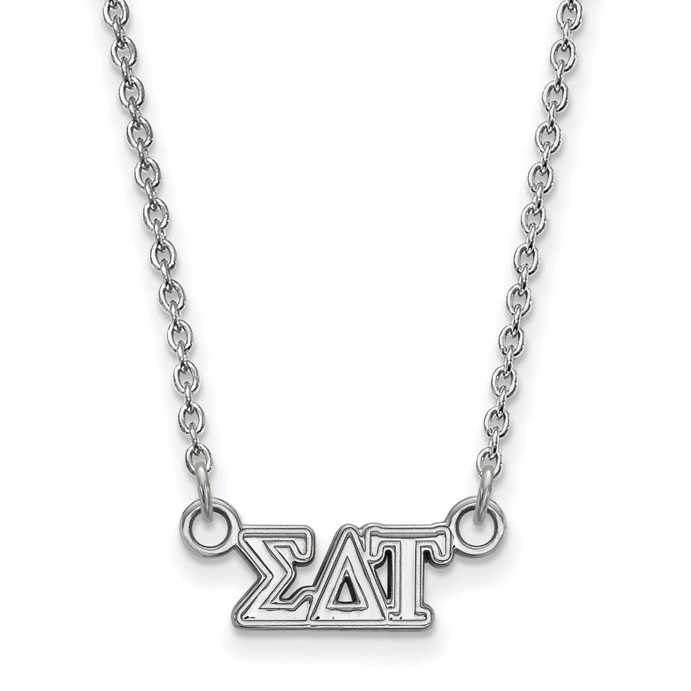 Sterling Silver Sigma Delta Tau XS (Tiny) Greek Letters Necklace, Item N15176 by The Black Bow Jewelry Co.