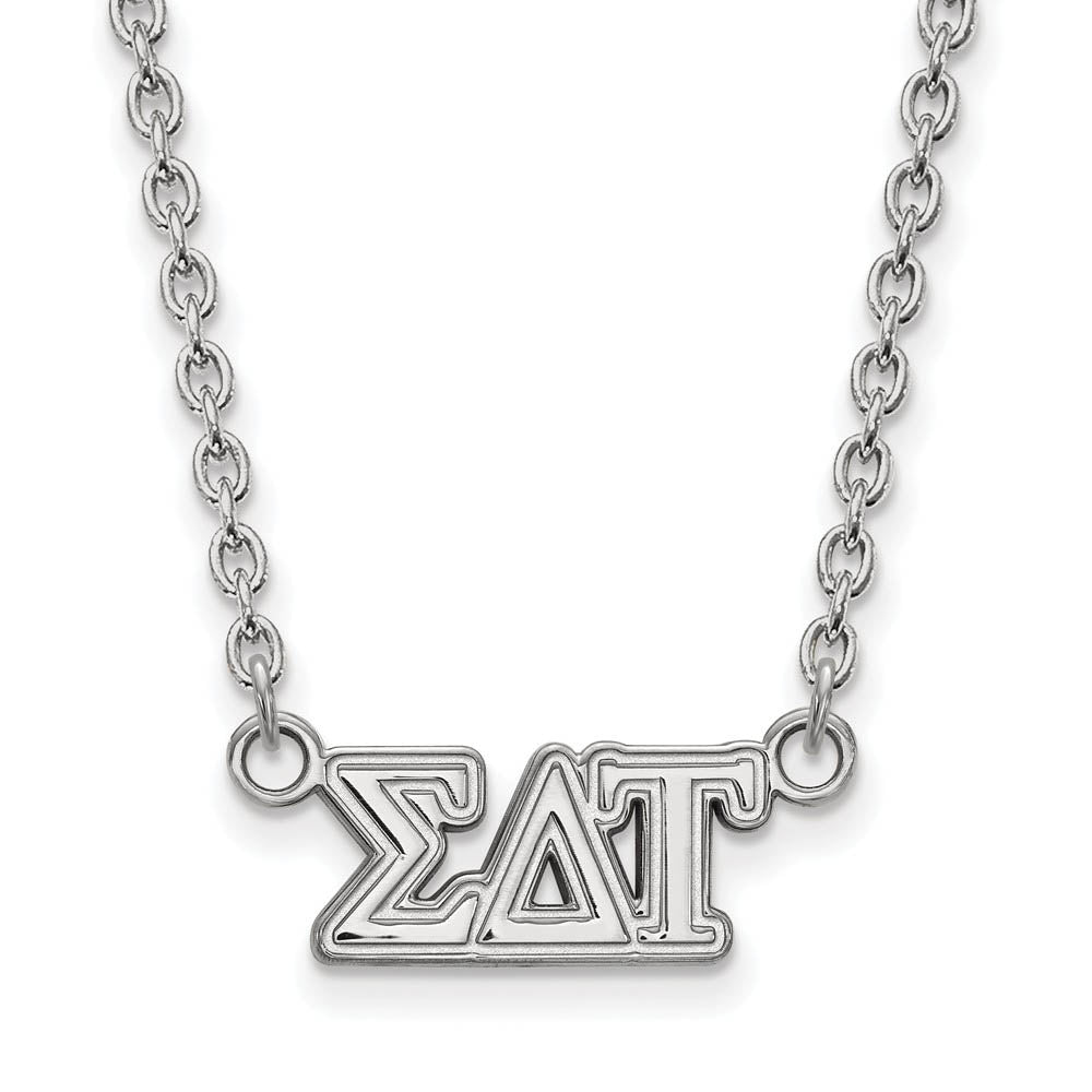 Sterling Silver Sigma Delta Tau Medium Necklace, Item N15177 by The Black Bow Jewelry Co.