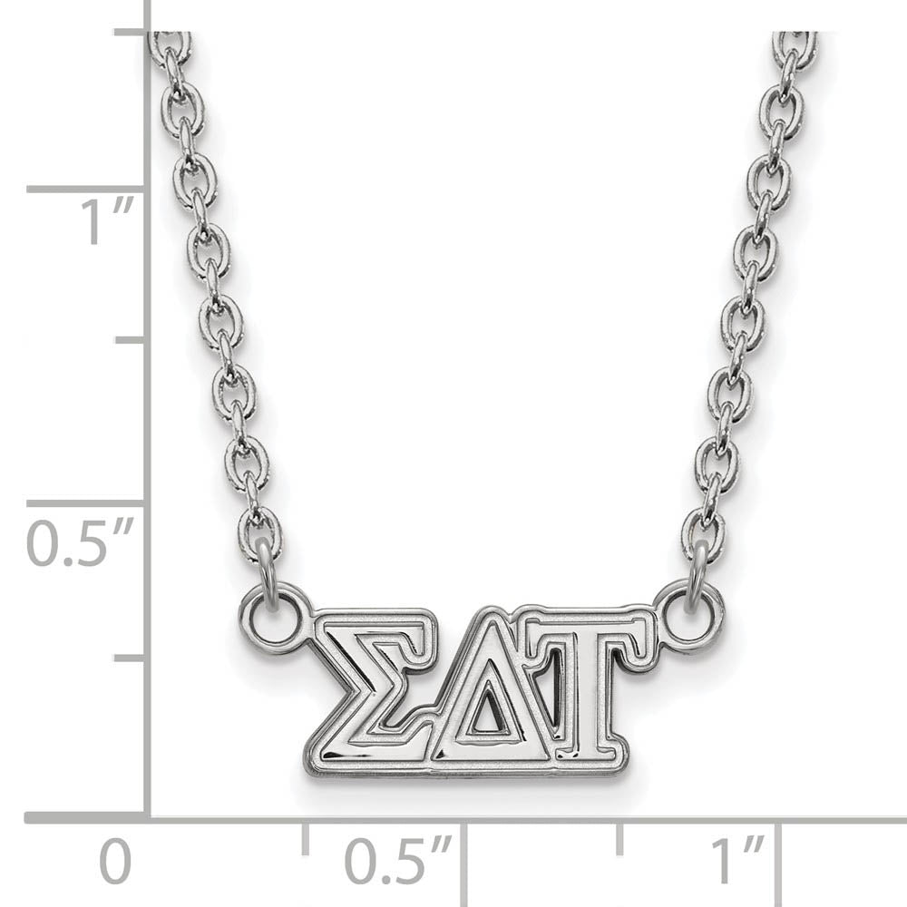 Alternate view of the Sterling Silver Sigma Delta Tau Medium Necklace by The Black Bow Jewelry Co.